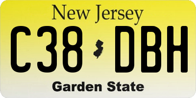 NJ license plate C38DBH