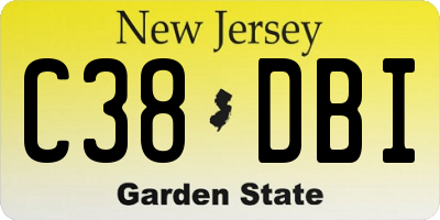 NJ license plate C38DBI