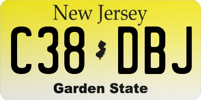 NJ license plate C38DBJ