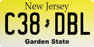 NJ license plate C38DBL