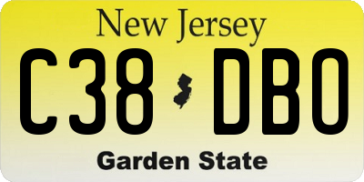 NJ license plate C38DBO