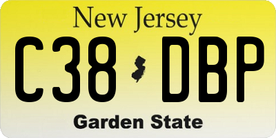 NJ license plate C38DBP