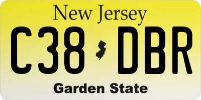 NJ license plate C38DBR