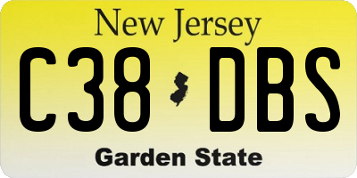 NJ license plate C38DBS