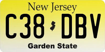 NJ license plate C38DBV