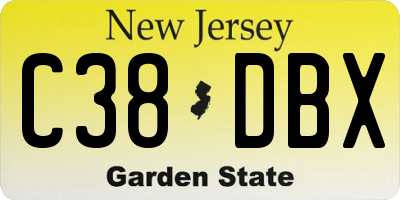 NJ license plate C38DBX
