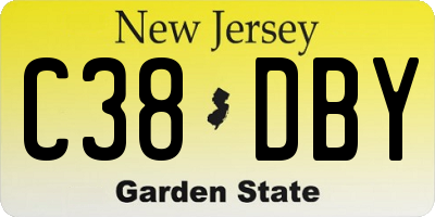 NJ license plate C38DBY