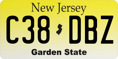NJ license plate C38DBZ