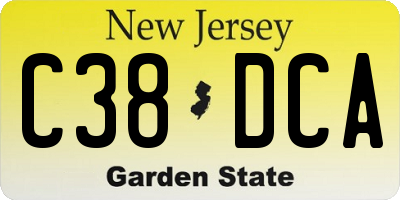NJ license plate C38DCA