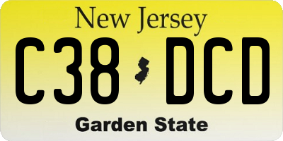NJ license plate C38DCD