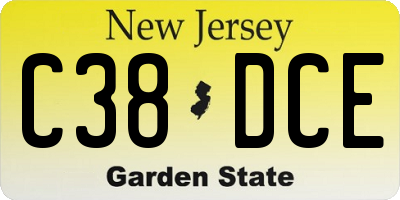 NJ license plate C38DCE