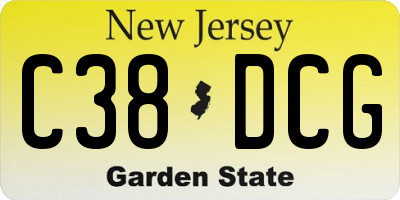 NJ license plate C38DCG