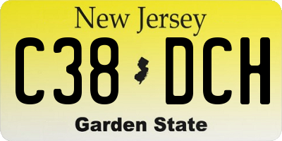 NJ license plate C38DCH