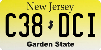 NJ license plate C38DCI