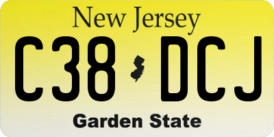 NJ license plate C38DCJ