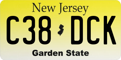 NJ license plate C38DCK