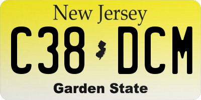 NJ license plate C38DCM
