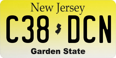 NJ license plate C38DCN