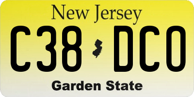 NJ license plate C38DCO
