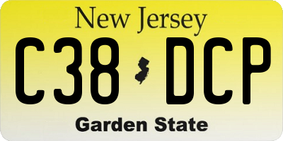 NJ license plate C38DCP