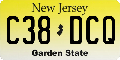 NJ license plate C38DCQ