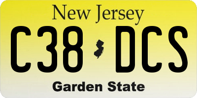NJ license plate C38DCS