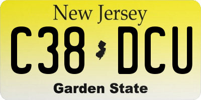NJ license plate C38DCU