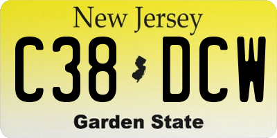 NJ license plate C38DCW