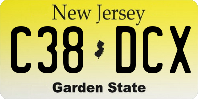 NJ license plate C38DCX