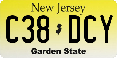 NJ license plate C38DCY