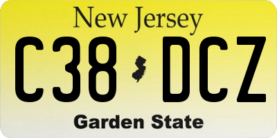 NJ license plate C38DCZ