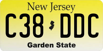 NJ license plate C38DDC