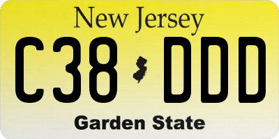 NJ license plate C38DDD