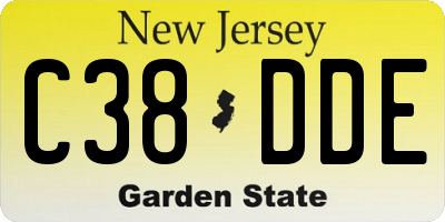 NJ license plate C38DDE