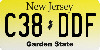 NJ license plate C38DDF