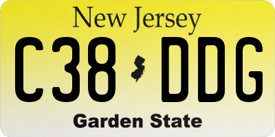 NJ license plate C38DDG