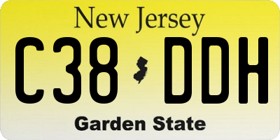 NJ license plate C38DDH