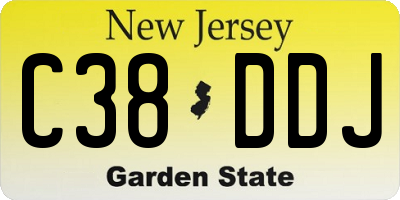 NJ license plate C38DDJ