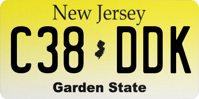 NJ license plate C38DDK