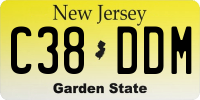 NJ license plate C38DDM