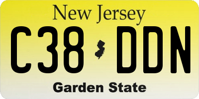 NJ license plate C38DDN