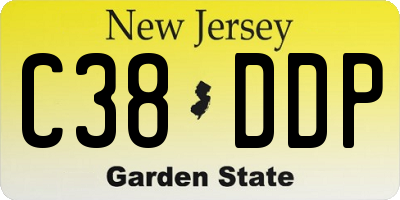 NJ license plate C38DDP