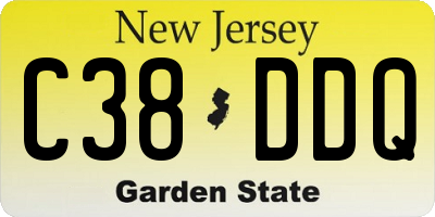 NJ license plate C38DDQ