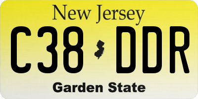 NJ license plate C38DDR