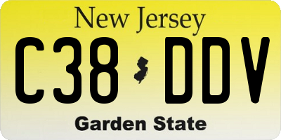 NJ license plate C38DDV