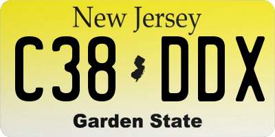 NJ license plate C38DDX