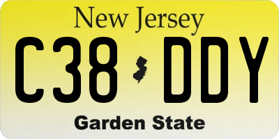 NJ license plate C38DDY