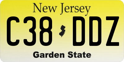 NJ license plate C38DDZ