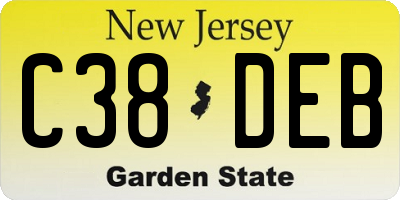 NJ license plate C38DEB