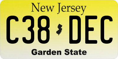 NJ license plate C38DEC